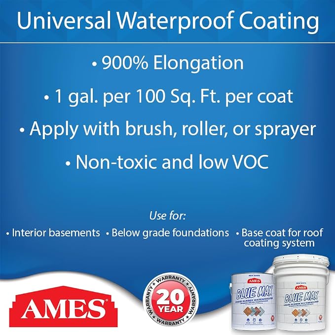 AMES Blue Max White Liquid Rubber Waterproofer, 1 Gal | Flexible liquid rubber - Image 4