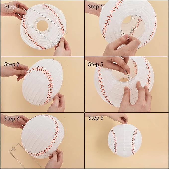 BEISHIDA 8Inch Football Paper Lanterns 12Pack Hanging Round Chinese Lantern | - Image 3