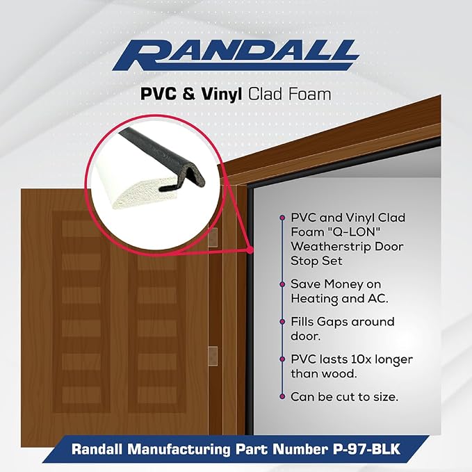 Door Weatherstripping Set with White PVC Carrier and Foam Gasket in Black | - Image 3