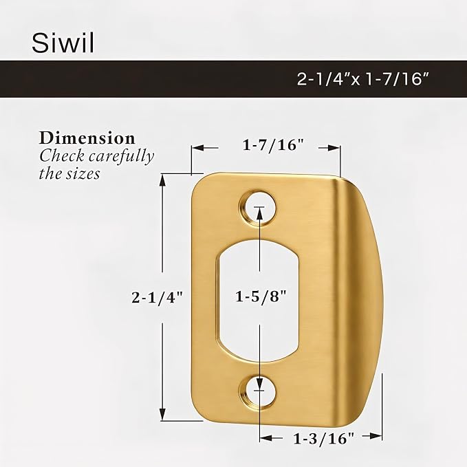 Door Strike Plate, 2-1/4" x 1-7/16", Round Corner - Image 3