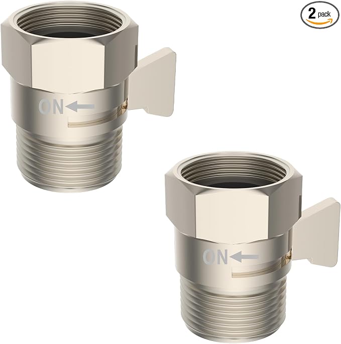 Hibbent All Metal 2 Pack Shower Head Flow Control Valve, G1/2 Brass Shut-off by Hibbent
