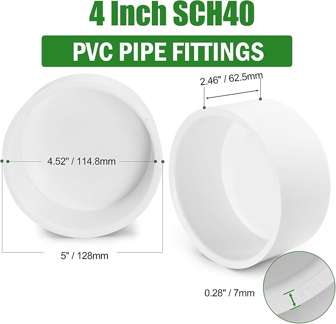 SCH40 PVC Cap 4 Inch - Image 3
