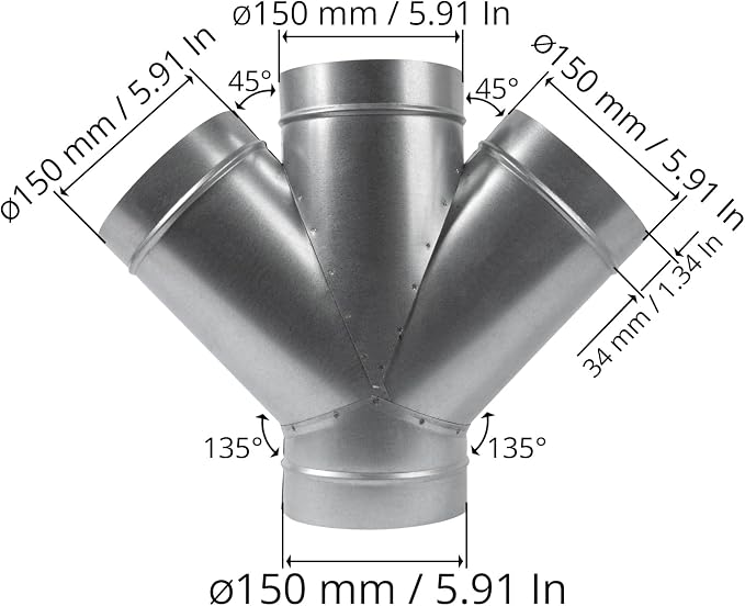 6" Inch W-Shape Ducting Splitter - Image 6