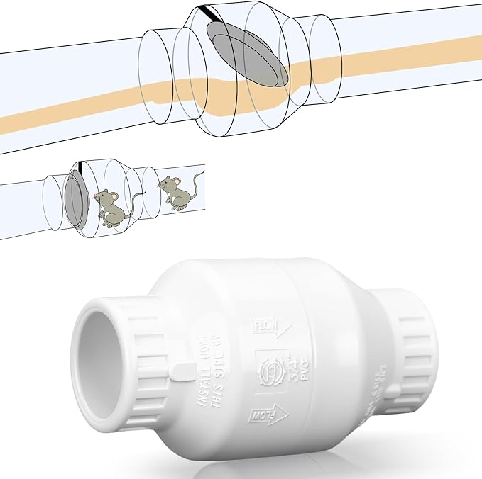 Geetery 1 Pcs 3/4'' PVC Check Valve Slip Swing No Spring Back Flow Preventer by Geetery