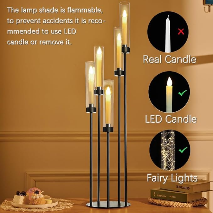 39.8''Matte Black Candle Holder - Image 4