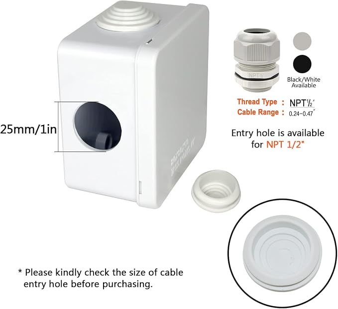 Junction Box, ABS Plastic IP55 Water Resistant and Dustproof, Universal - Image 5