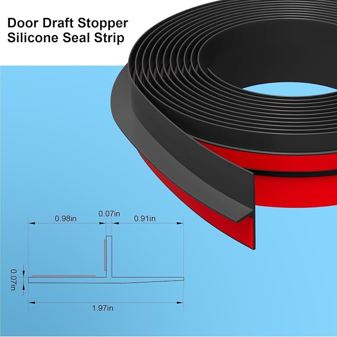 Elvone T-Shaped Weather Stripping Seal, 1.97 in x 20 ft | Flexible door seal - Image 2