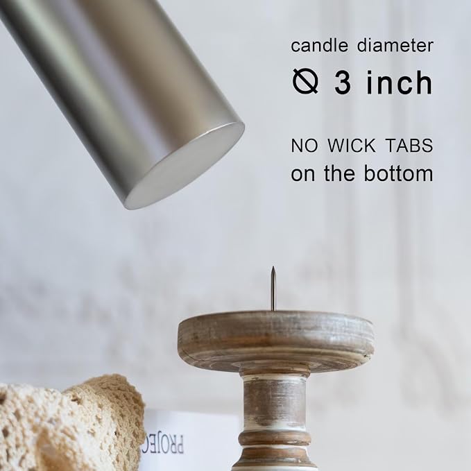 MOZEAL 3" x 8" Hand-Poured Unscented Large Candle, Smokeless Rustic Pillar - Image 4