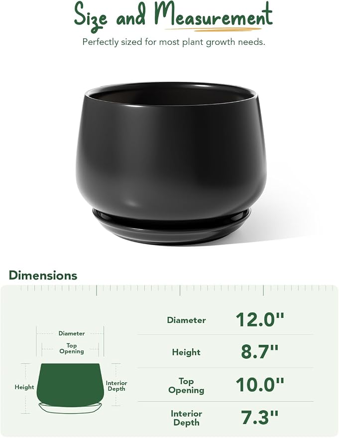 LE TAUCI Ceramic Planters, 12 Inch Pots - Image 6
