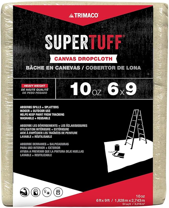 Trimaco 51129 SuperTuff Drop Cloth, 6-feet x 9-feet, 54 Sq Ft by Trimaco