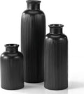 Small Black Ceramic Vase Set of 3, Boho Modern Black Flower Vase Room Decor by GUKJOB