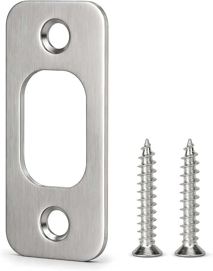 Round Corner Deadbolt Strike Plate, Stainless Steel – 1 Pack, Brushed Nickel by siwil