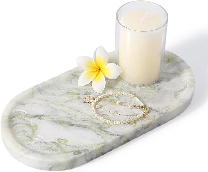 Marble Vanity Tray for Bathroom Countertop, Stone Jewelry Dish Stone Trays for by Koville