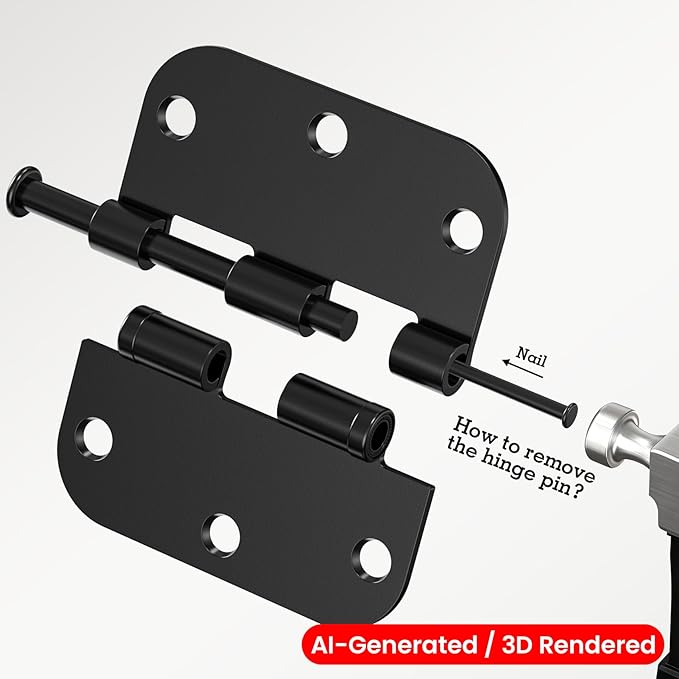 TDCHINGES Rounded Matte Black Door Hinges 3.5 Inch 5/8" Lasting No Squeak | 42 - Image 3