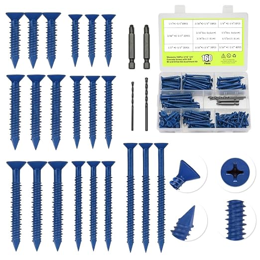 160Pcs 1-1/4" to 2-3/4" Concrete Screws by Unknown