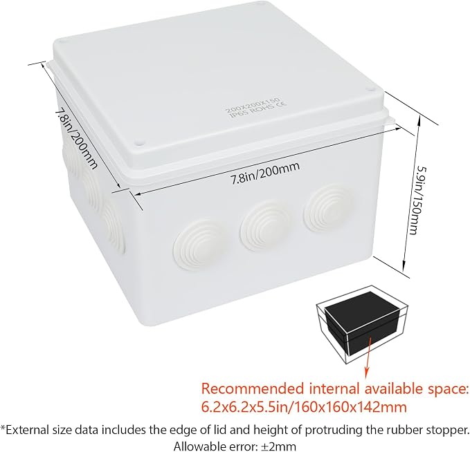 Junction Box, ABS Plastic IP65 Waterproof and Dustproof, Universal Electrical - Image 2