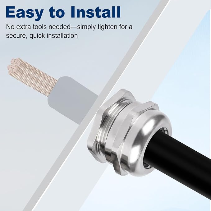 NPT 1/2" Nickel-Plated Copper Waterproof Cable Glands - Image 5