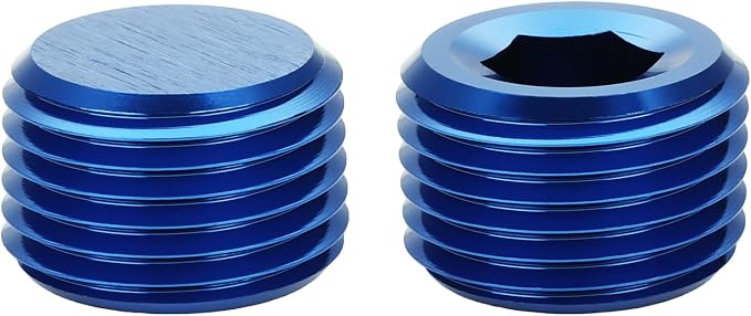1/4 NPT Male Thread Allen Head Socket Pipe Plug Fitting Aluminum Blue - Image 3