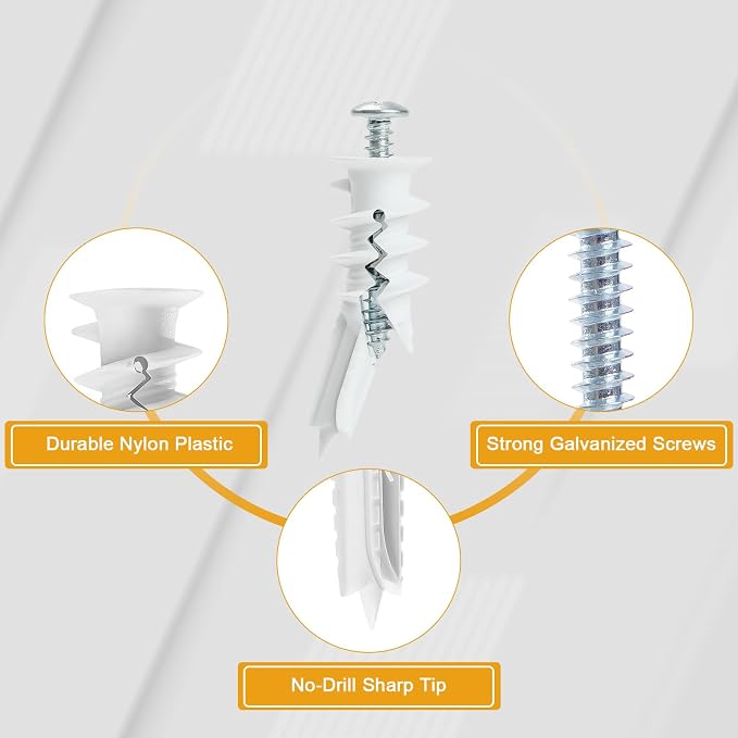 #8 Self Drilling Drywall Anchors and Screws, Heavy Duty Dry Wall Anchors Holds - Image 4