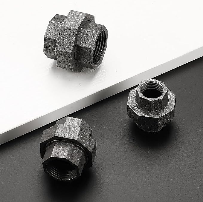 1/2" Pipe Fittings Union Home Expert 4 Pack Malleable Cast Iron Pipe Union | - Image 2