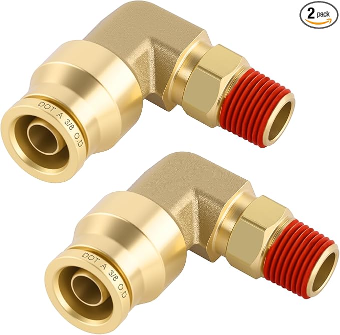 90° Swivel Male Elbow, 3/8" Tube x 1/8" NPT, DOT Approved 2PCS | by BOERAY