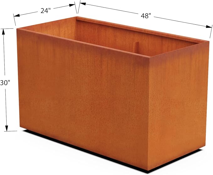 Extra Large Corten Steel Planter – 48x24x30 Large Rectangular Planters - Image 5