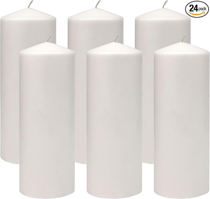 Stonebriar 6 Tall 3 x 8 Inch 80 Hour Long Burning Unscented White Wax Pillar by StonebriarCollection