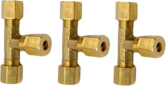 3 Pcs 3/16" OD Brass Compression Fittings, 3/16" OD 3 Way 90 Degree Adapter - Image 4