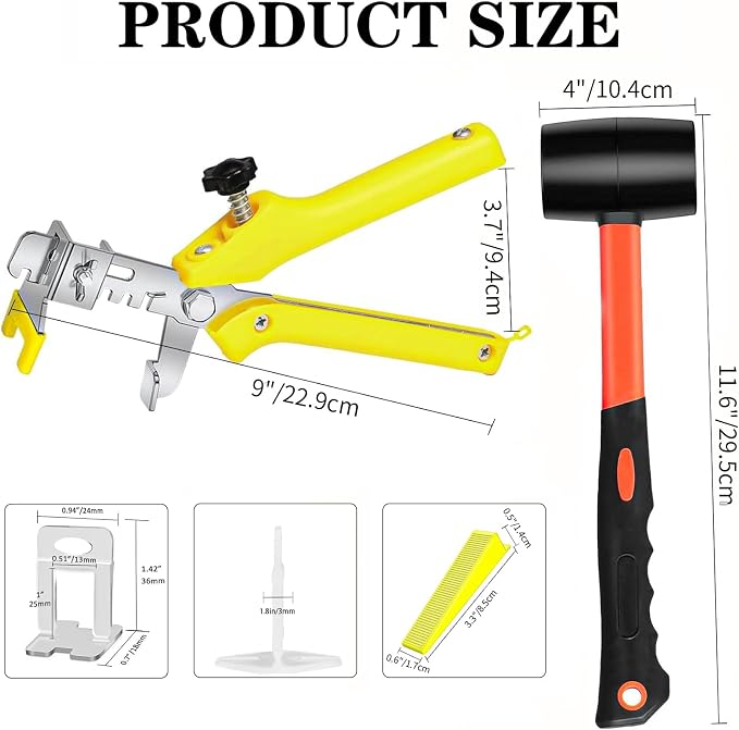 Tile Leveling System with Tile Pliers and Hammer, 600 Piece Tile Spacers 1/8 - Image 2