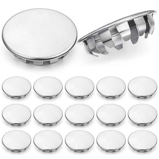 Hicarer 15 Pack Fit 1" Hole Metal Hole Plugs, Nickel-Plated Steel Snap-in Cover by Hicarer