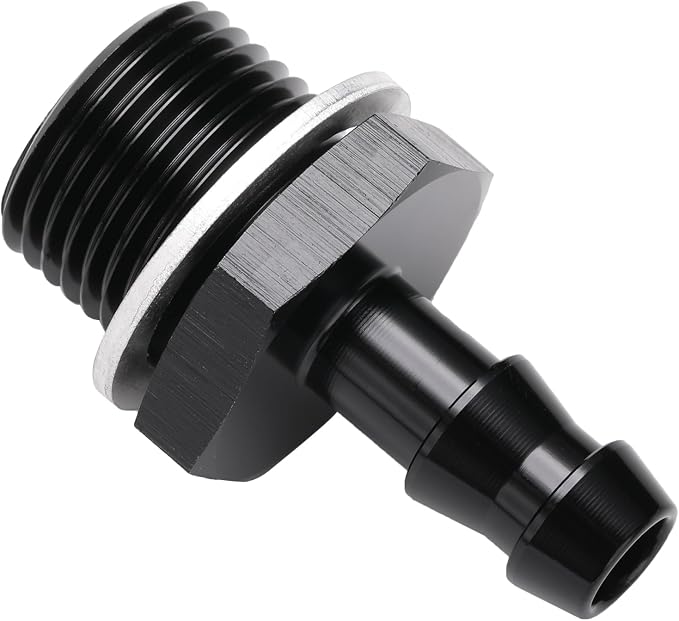 M18x1.5 Male Metric to 5/16 Barb Fuel Pump Inlet Adapter Fitting Aluminum Black - Image 3