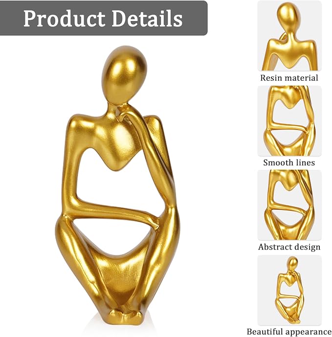 Sandstone Resin Thinker Statue Style Abstract Sculpture, Right | Small Statue - Image 4