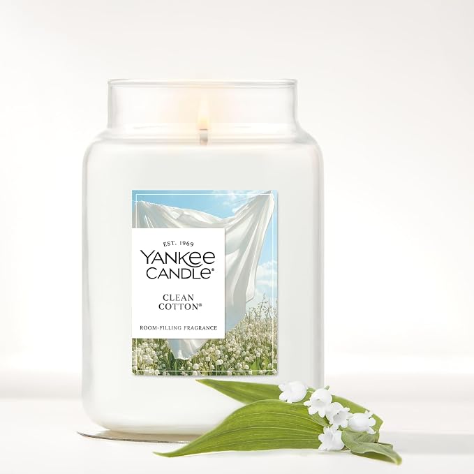 Yankee Candle Clean Cotton Scented Candle, 22oz Large Jar - Image 4