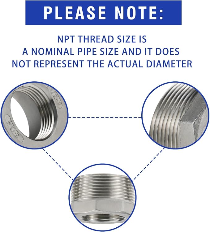 stainless steel hex bushing npt 1-1/2 to npt 1 threaded reducer | Reducing - Image 4