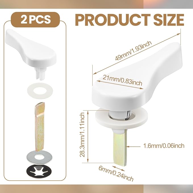Zonon 2 Sliding Door Latch Lever Spindle White Steel Pin Set - Image 2