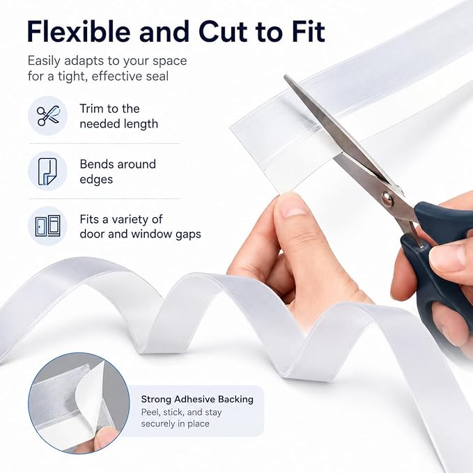 Ruxacty Weather Stripping Tape, Self Adhesive Door Seal Strip - Image 6
