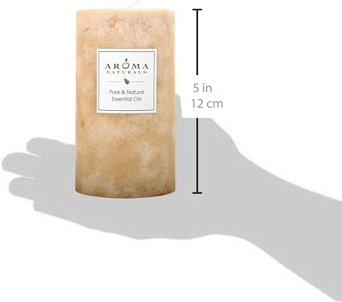 Aroma Naturals Ginger and Clove Essential Oil Beige Scented Pillar Candle - Image 3