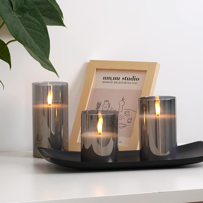 Amagic Gray Glass Flameless LED Candles Battery Operated - Image 8