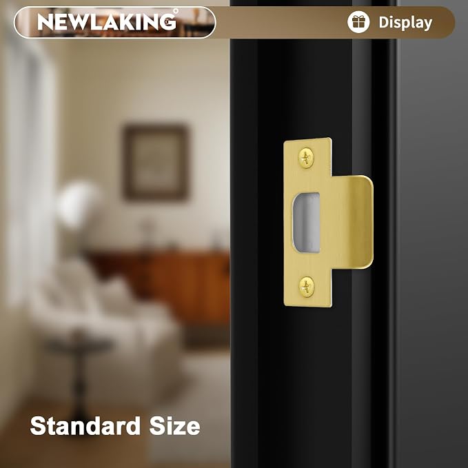 T-Shape Door Strike Plate, Satin Brass, 2-1/8'' Hole Spacing | Door Frame - Image 6