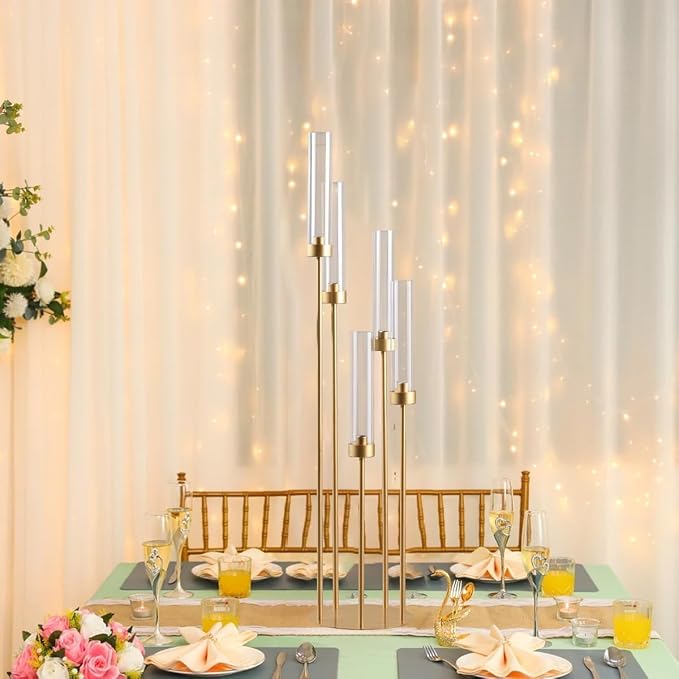 2PCS Gold Floor Candelabra, 5 Arm Candle Holder Tall Floor Candle Holder - Image 9