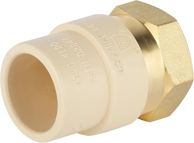 EFIELD 3/4"CPVC X 3/4"Female Thread NPT Transition Coupling, Brass Adapter Pipe - Image 4