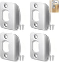 4 Universal Door Strike Plate Stainless Steel Latch Striker Plate | Round Corner by Unknown