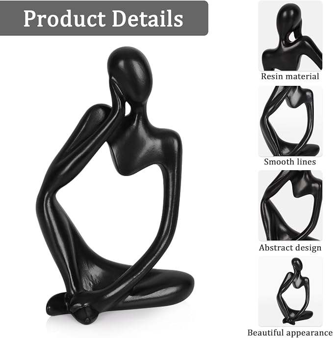 Sandstone Resin Thinker Statue Style Abstract Sculpture, Modern Aesthetic - Image 4