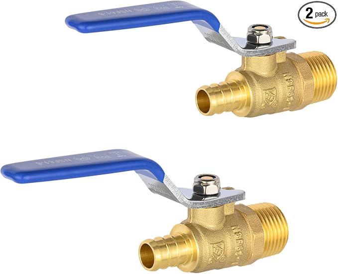 2PC EFIELD 3/4"Crimp Pex X 3/4" Male NPT Brass Shut-off Ball Valve | by EFIELDPEXTUBING