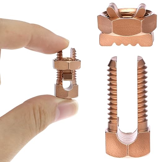 QWORK Grounding Split Bolt Connector, 6 Pack 6-10 AWG Solid Copper Ground Wire - Image 3