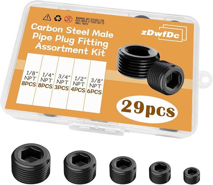 29PCS 5 Size Pipe Plug Fitting Assortment Kit by zDwfDc