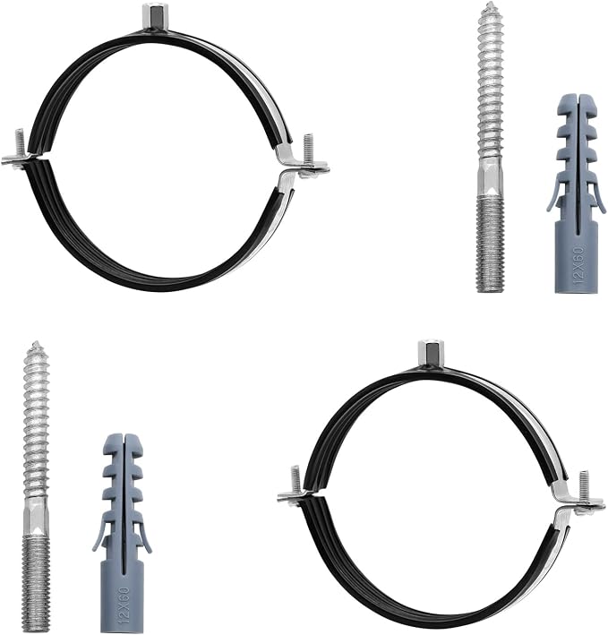 2 Pcs 4.4-4.6 Inch Split Ring Pipe Hanger, 113-118mm Heavy Duty Adjustable Pipe by AKIHISA