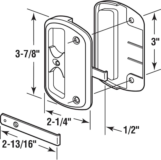 Prime-Line A 260 1-7/16 In. White Plastic Sliding Screen Door Latch and Pull - Image 2