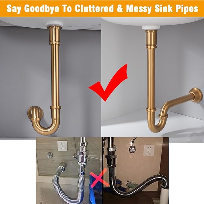 RANDOM Brass P Trap Bathroom Sink U-Shape 1-1/4 inch Sink Trap - Image 4
