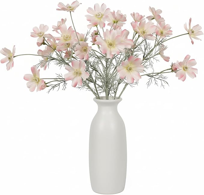 4 Pcs Pink White 24" Tall Artificial Cosmos Flowers by LINSIEARTIFICIALFLOWERS